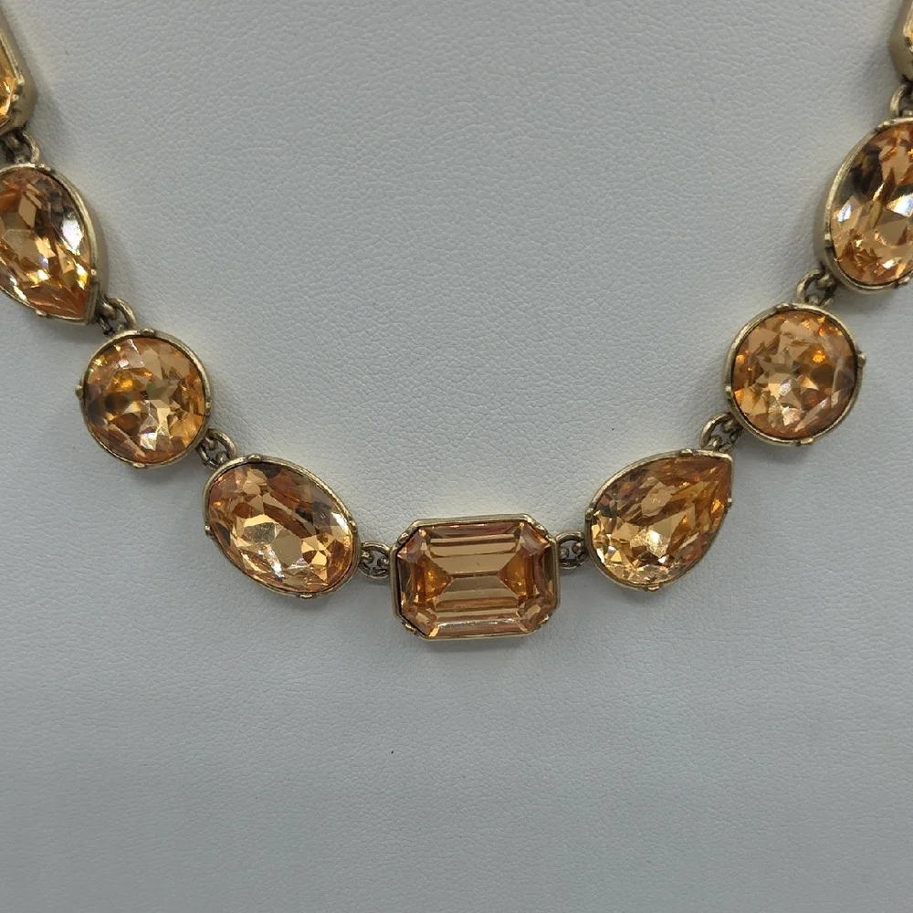 J. Crew Gold Necklace with Amber Stones